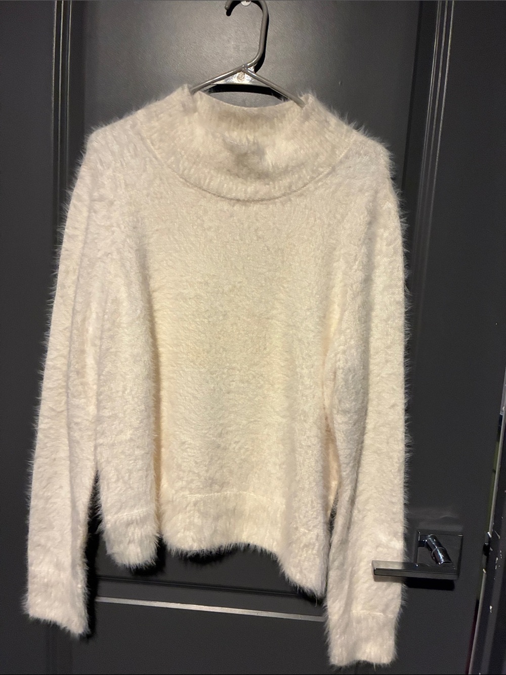 LOFT Cream Fuzzy Turtleneck Sweater
